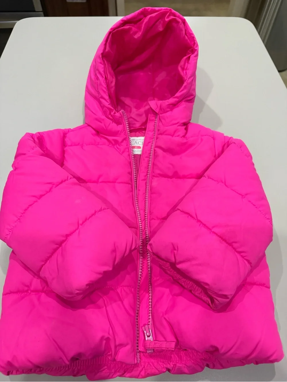 The Children's Place Bright Hot Pink Hooded Puffer Jacket Girls 3T - like new!
